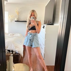 Storets High-Waisted Light Blue Paperbag Shorts. Size US S/M.